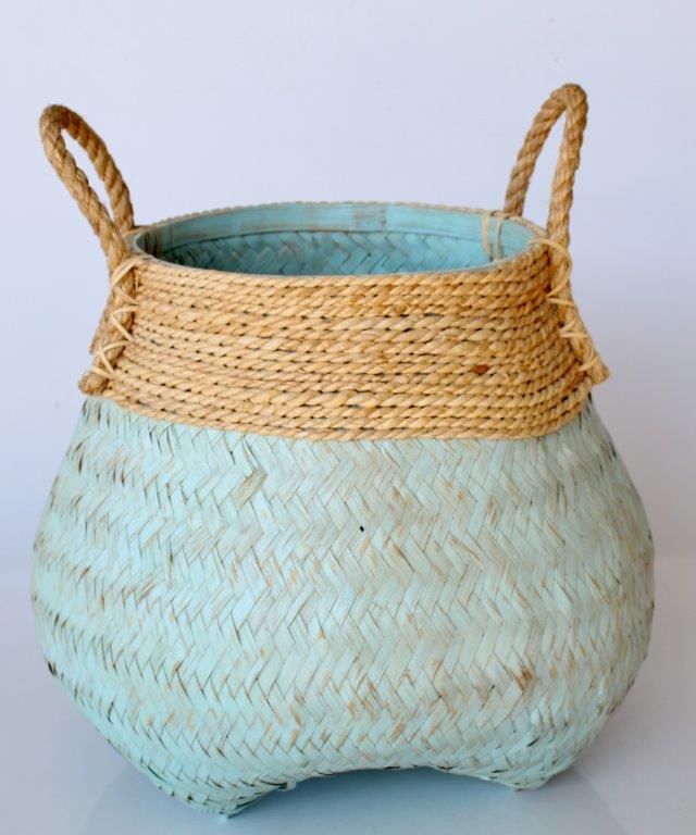 Pale Blue & Natural Belly Basket